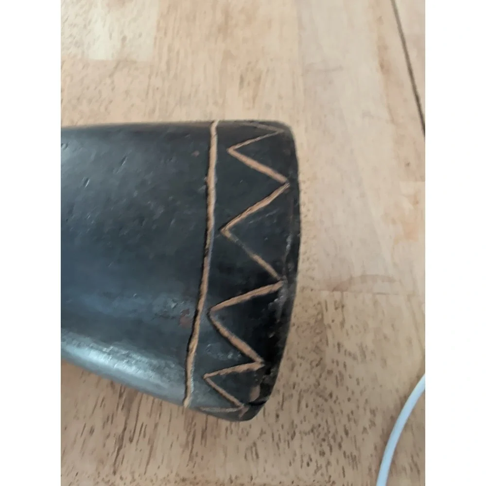 Kundu Tribal New Guinea Wood Drum Fur Trim Drum Head Needs Tightening